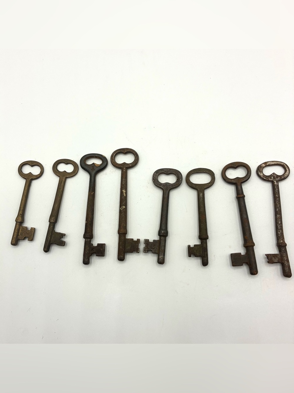 Antique Skeleton Key Lot of 9 Iron & Brass Barrel Keys Vintage Old Lock Keys